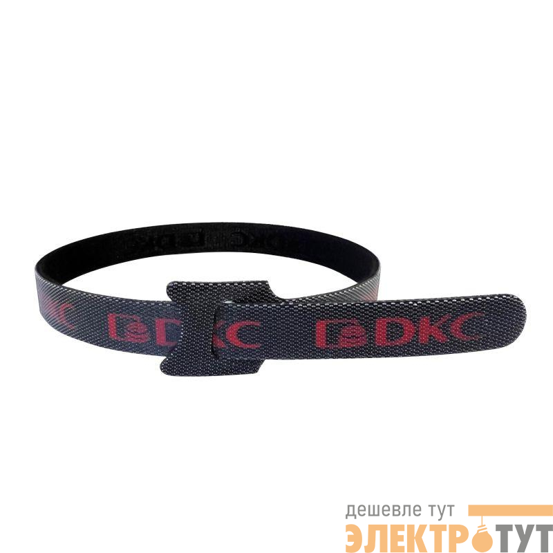 Хомут многоразовый мягкий на тканевой основе 12.5х400мм с логотипом черн. (уп.10шт) DKC CTT12-400-BL-L