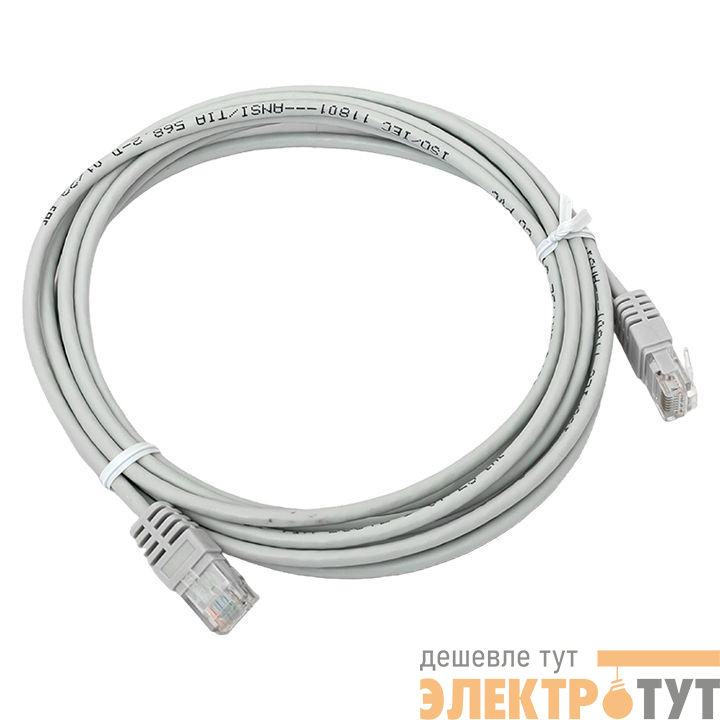 Патч-корд кат.5E UTP неэкранир. PVC сер. 3.0м TERACOM PRO EKF TRP-5EUTP-PVC-3M-GY