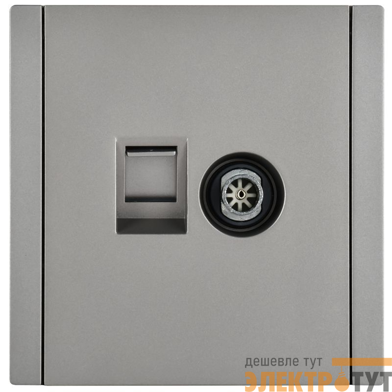 Розетка 2-м TV+RJ45 кат.6 FORTE&PIANO FP537 сталь IEK FP-AK20-2-K46