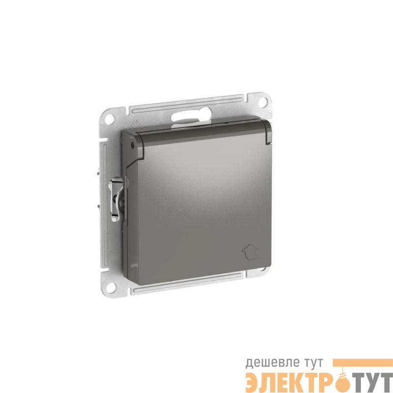 Розетка AtlasDesign 16А IP20 с заземл. защ. шторки с крышкой быстрозажим. клем. механизм сталь SE ATN000946S