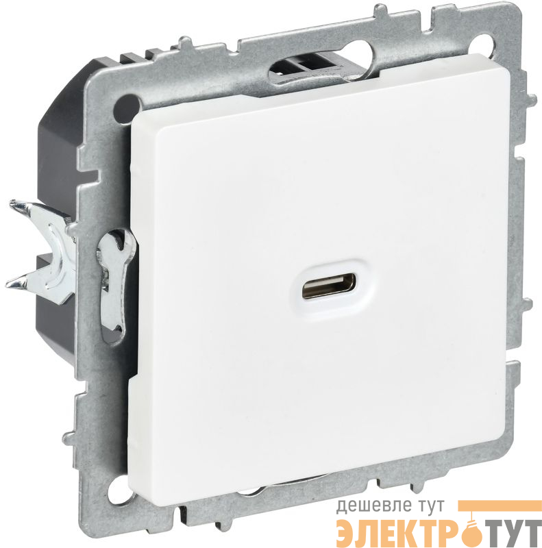 Розетка СП BRITE РЮ12-1-БрАБ USB C 65Вт высокоскор. заряд. арктич. бел. IEK BR-U13-065-K91