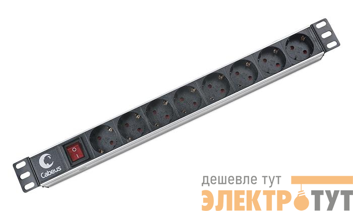 Блок евророзеток для 19дюйм шкафов 10А PDU-8P 8 розеток CABEUS 2402c