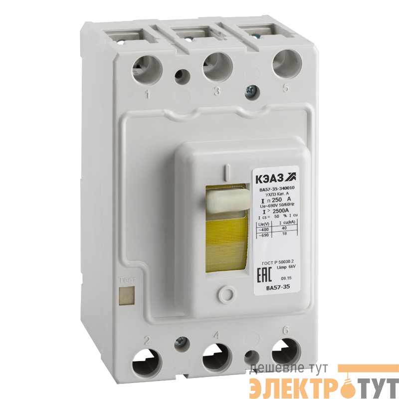Выключатель автоматический 3п 125А 1250Im 35кА ВА57-35-340010 УХЛ3 690В AC КЭАЗ 108576