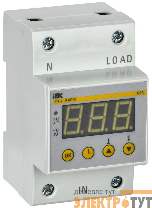Реле напряжения РН-д 1ф 54мм 63А KARAT IEK IVR31-1-63