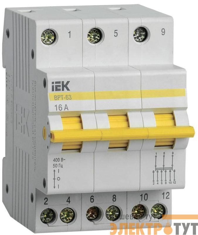 Выключатель-разъединитель трехпозиционный 3п ВРТ-63 16А KARAT IEK MPR10-3-016