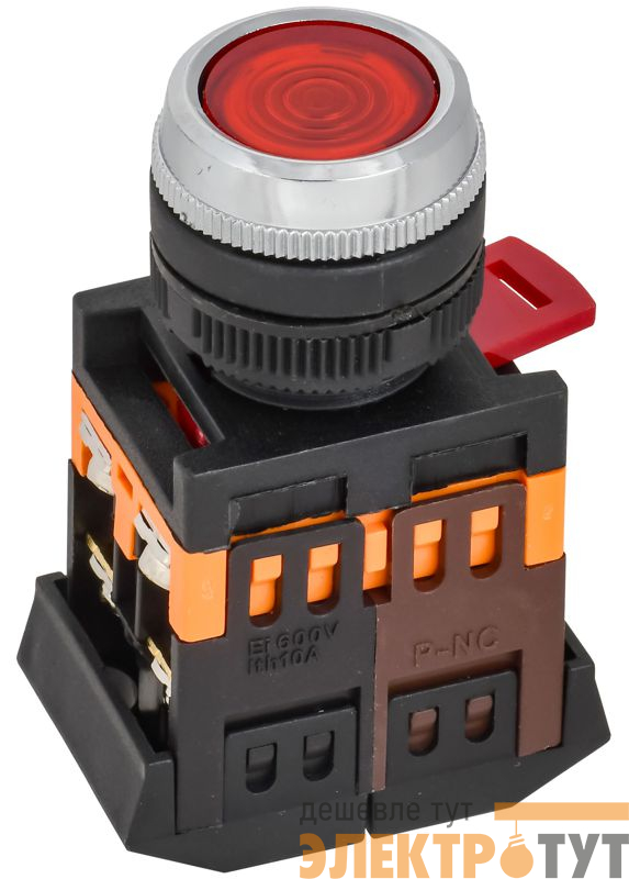 Кнопка ABLFS-22 d22мм 1НО+1НЗ 240В неон красн. GENERICA BBT30-ABLFS-K04