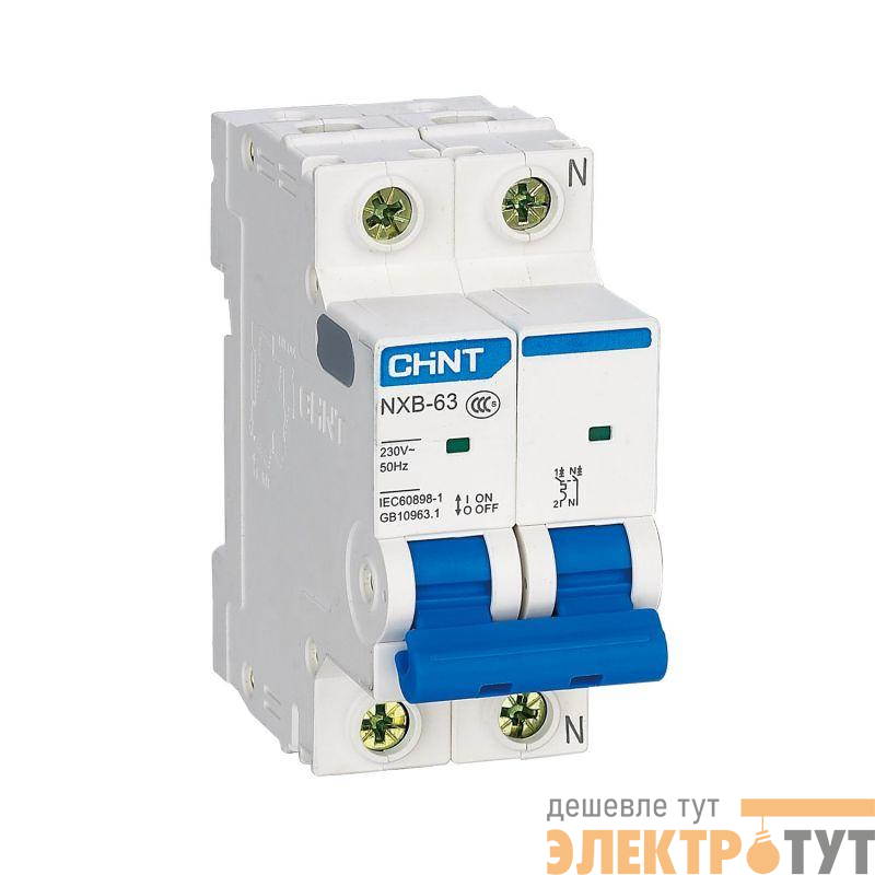 Выключатель автоматический модульный 2п (1P+N) B 25А 6кА NXB-63 (R) CHINT 814081
