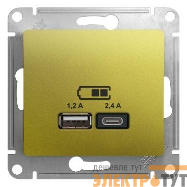 Механизм розетки USB GLOSSA A+С 5В/2.4А 2х5В/1.2А фисташк. SchE GSL001039