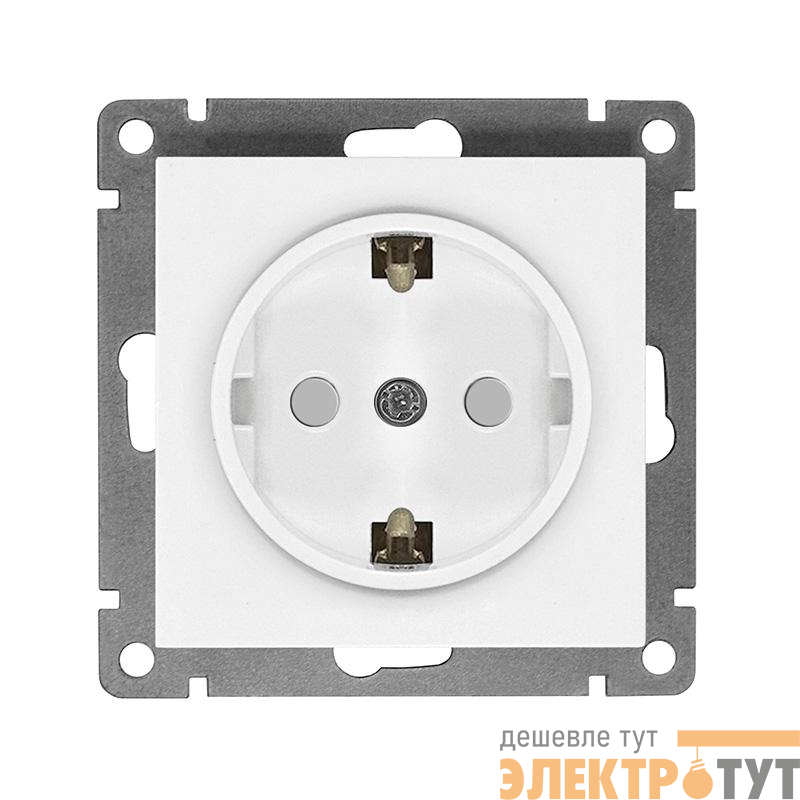 Розетка 1-м СП Афина 16А IP20 с заземл. защ. шторки механизм бел. Universal A0049