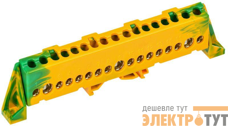 Шина PE "земля" в комб. изол. "Стойка" 8х12-17-ЖЗ TEKFOR IEK TF-NN20-17-DP-K52