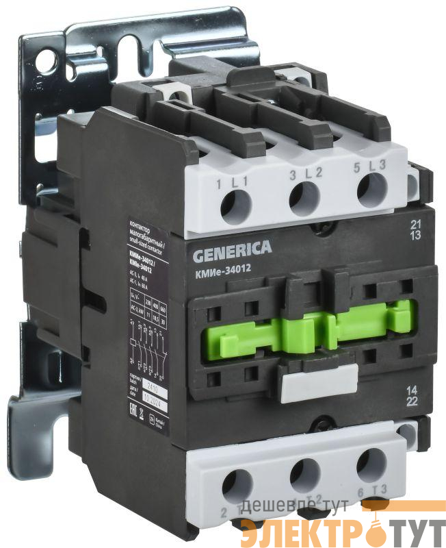 Контактор КМИе-34012 40А 400В/АС3 1НО 1НЗ GENERICA KKME31-040-400-11