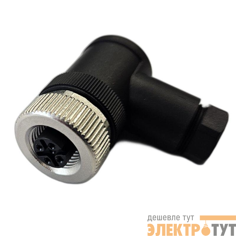 Разъем гнездовой М12 4А винт угловой резьба PG7 кабельн. часть пластик. СТЭЗ 185200131