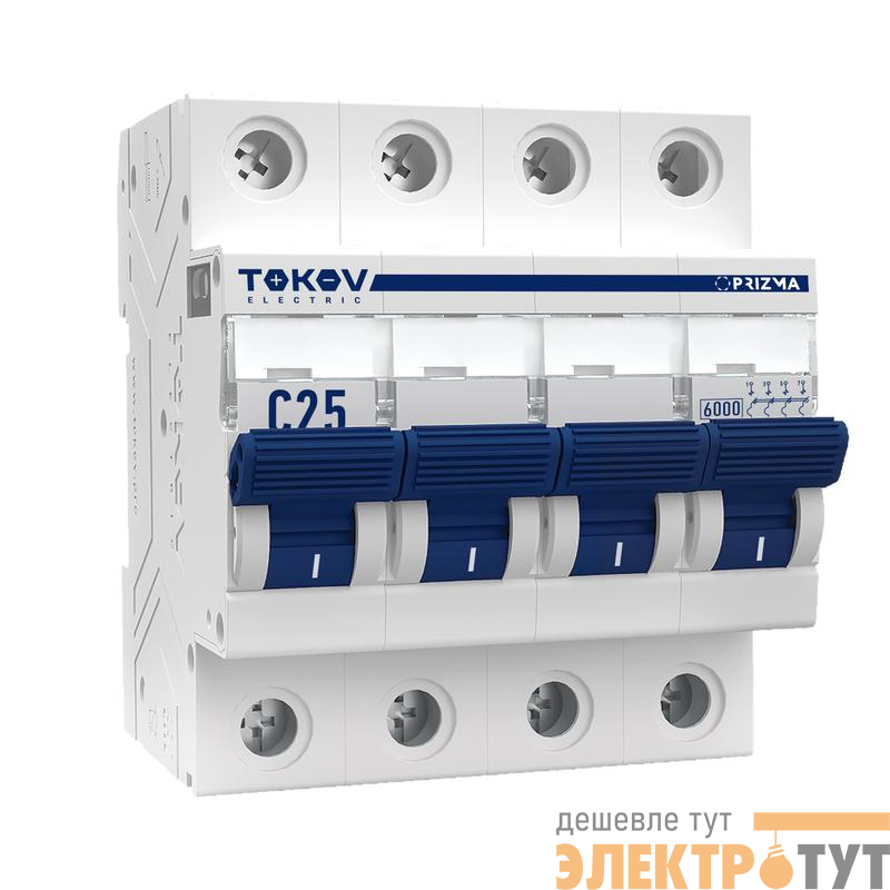 Выключатель автоматический модульный 4П 25А 6кА х-ка C TOKOV Electric TKE-PZ60-MCBI-4-25-C