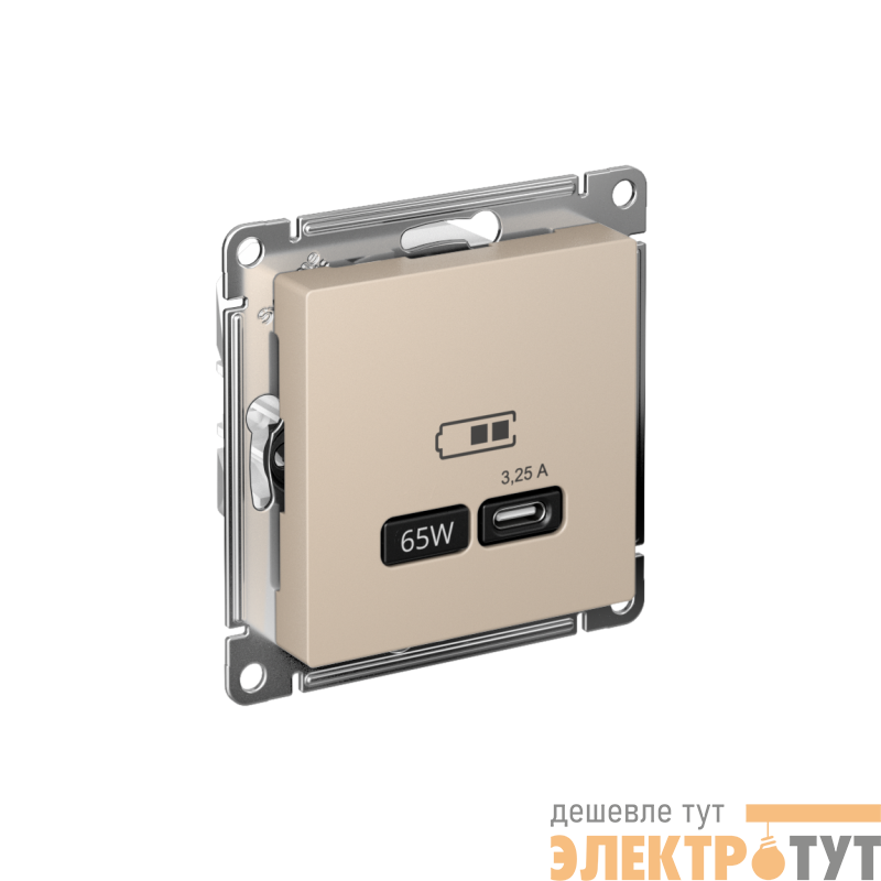 Розетка USB AtlasDesign тип C 65Вт высокоскор. ЗУ QC PD механизм песочн. SE ATN001227