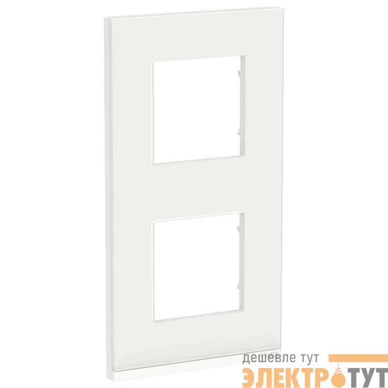 Рамка 2-м UNICA PURE верт. бел. стекло/бел. SchE NU6004V85