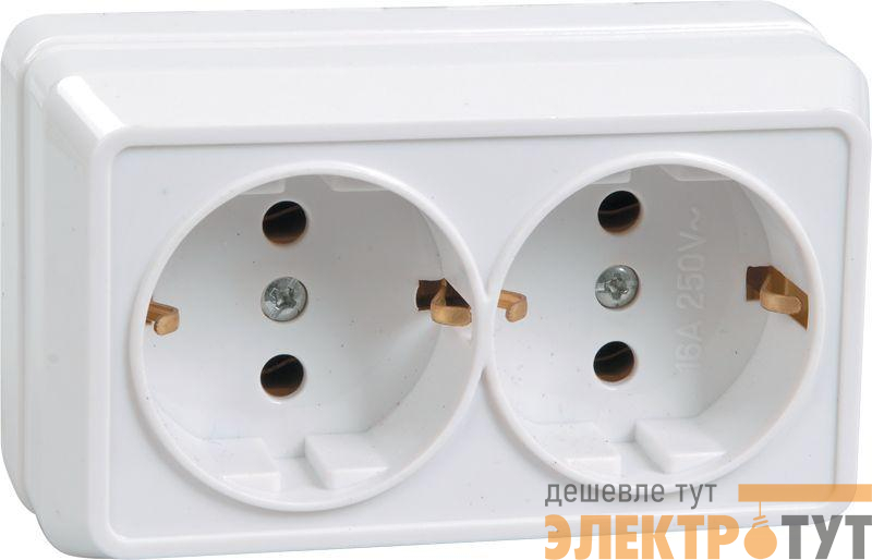 Розетка 2-м ОП Октава РС22-3-ОБ 16А IP20 с заземл. бел. GENERICA ERO21-K01-16-DC