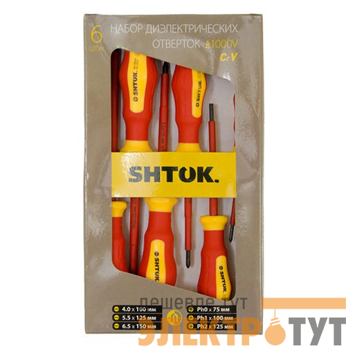 Набор отверток 1000В картон (6 предметов) (09906) SHTOK 376361