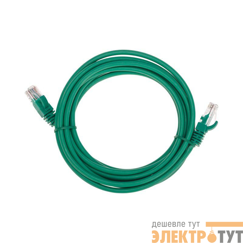 Патч-корд U/UTP CAT 5e RJ45-RJ45 26AWG LSZH зел. 3м Rexant 02-0106-3