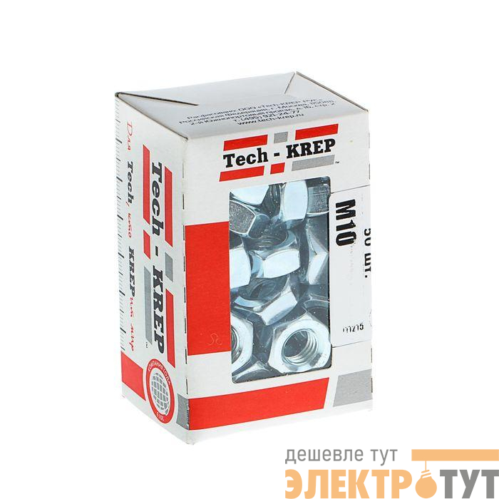 Гайка шестигранная DIN934 М10 оцинк. (уп.50шт) Tech-Krep/Zitar 105249