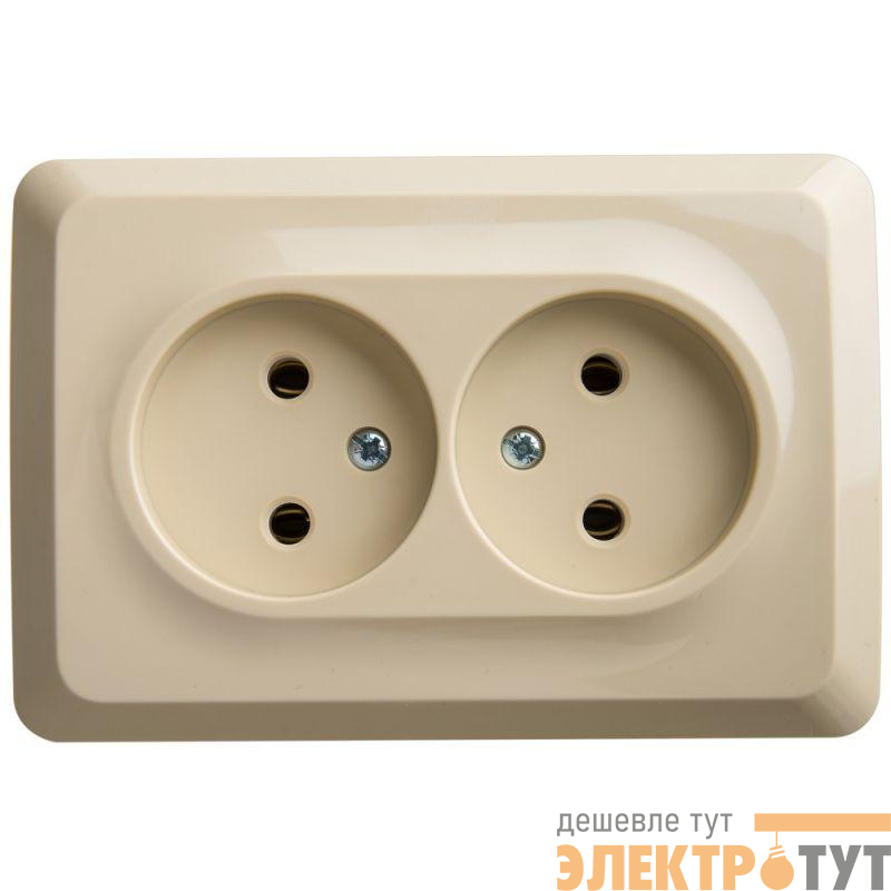 Розетка угловая 2-м ОП Этюд 16А IP20 без заземл. без защ. шторок крем. SE PA16-105K