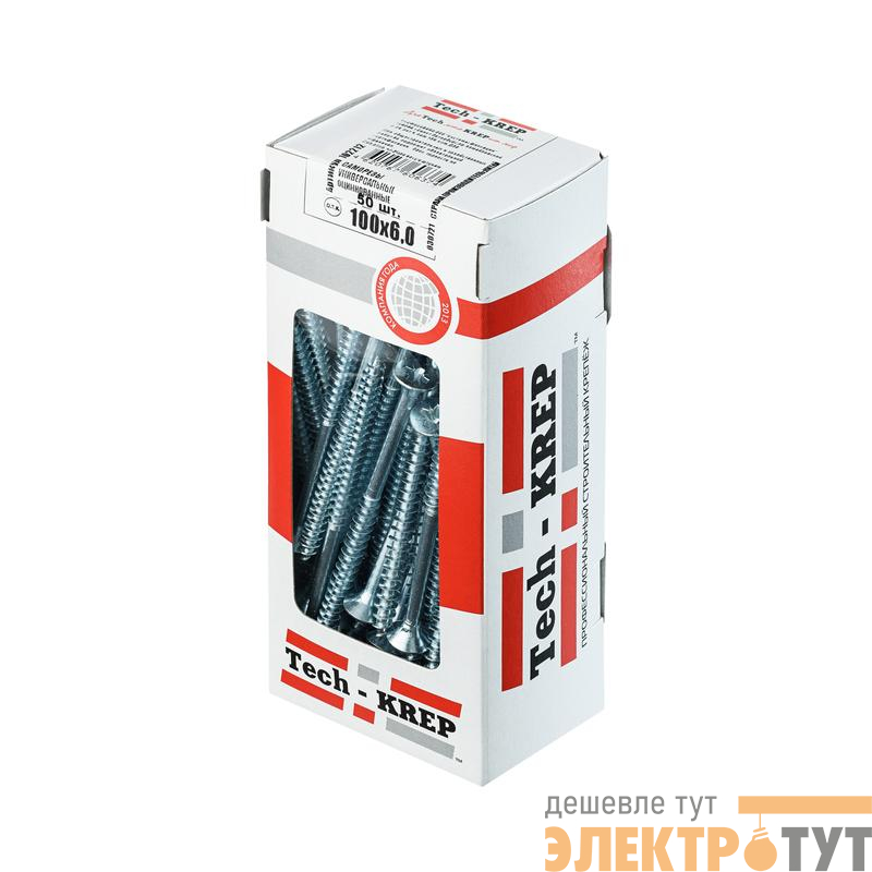Саморез универсальный 100х6.0мм оцинк. (уп.50шт) Tech-Krep/Zitar 102212