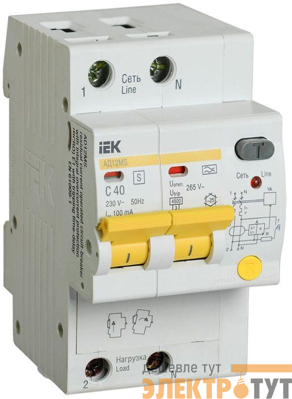 Выключатель автоматический дифференциального тока селективный 2п 40А 100мА тип A АД12MS KARAT IEK MAD123-2-040-C-100