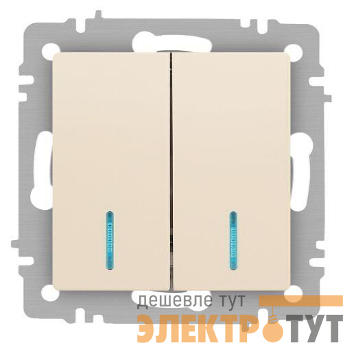 Выключатель 2-кл. СП Accent 6-105-02 10А IP20 250В с подсветкой AL/CU сл. кость Intro Б0063509