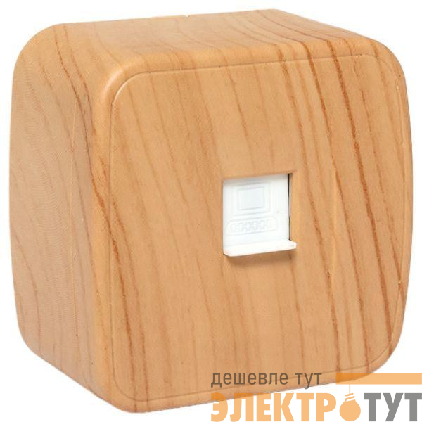 Розетка компьютерная 1-м ОП Минск RJ45 1А 120В свет. дерево EKF EGK01-035-30