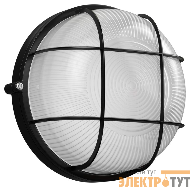 Светильник НПП 1302 60Вт E27 IP54 черн. круг с решеткой IEK LNPP0-1302-1-060-K02