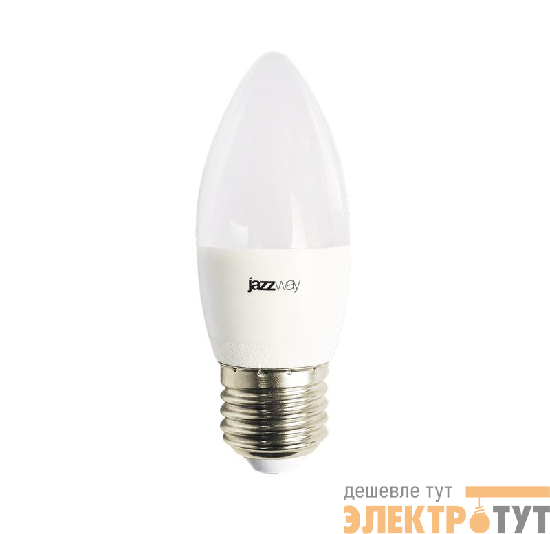 Лампа светодиодная PLED-LX 8Вт C37 свеча матовая 3000К тепл. бел. E27 JazzWay 5028531