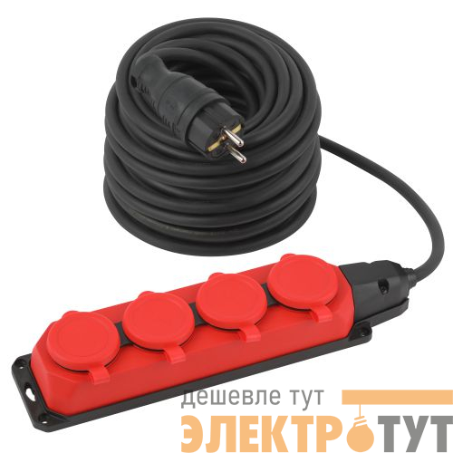 Удлинитель 4х30м с заземл. IP44 КГ 3х1.5 каучук UK-4e-3x1.5-30m-IP44(KG) Эра Б0057588