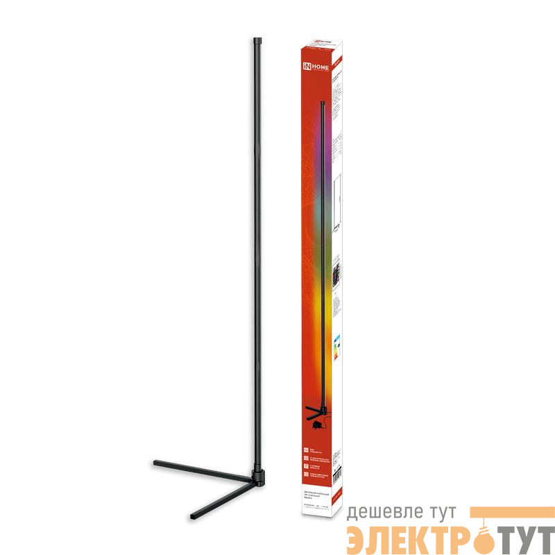 Светильник светодиодный ТСО 01Ч 12Вт RGB напольн. с пультом ДУ с адаптером черн. IN HOME 4690612049212
