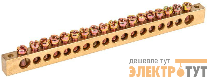 Шина PEN "земля-ноль" 8х12мм 18/2 (18групп/крепеж по краям) IEK YNN21-18-100