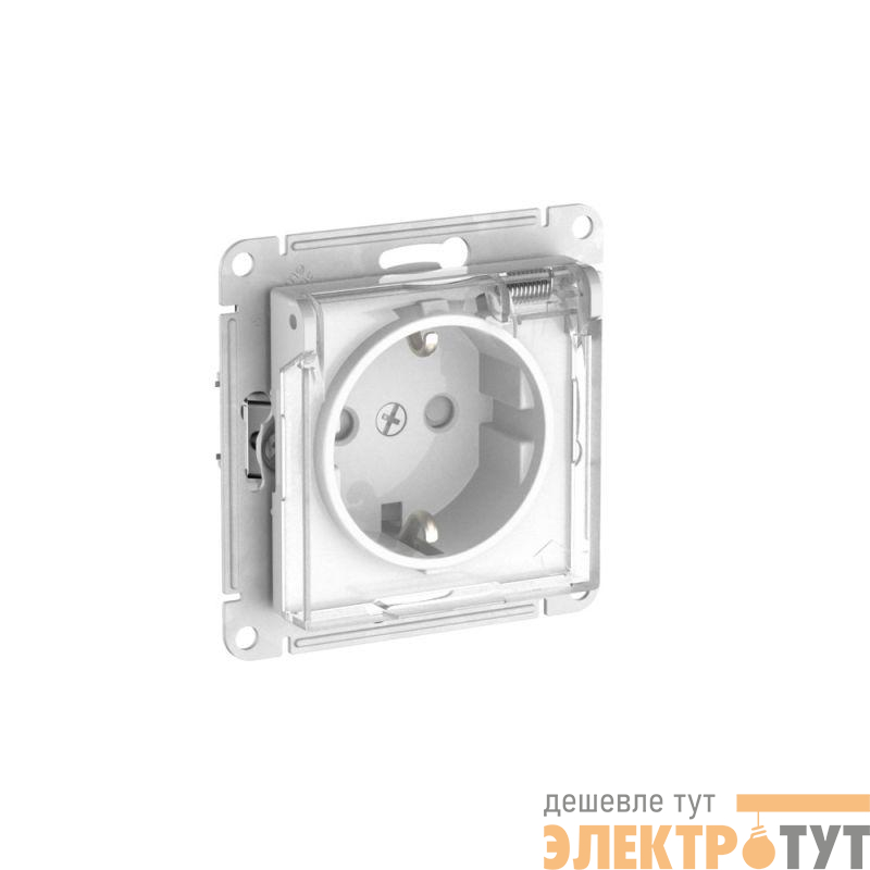 Розетка AtlasDesign Aqua 16А IP44 с заземл. защ. шторки с прозр. крышкой быстрозажим. клем. механизм бел. SE ATN440146S