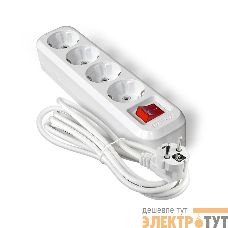Удлинитель 4х3м с заземл. IP20 S-304А ПВС 3х1.5 с выкл. Universal 1734