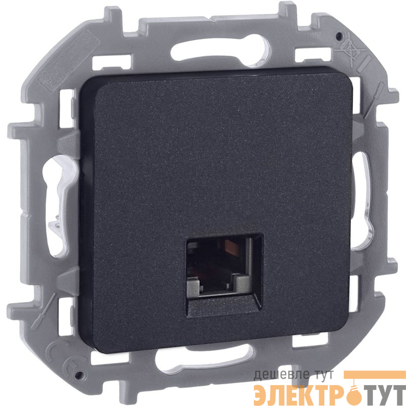 Розетка компьютерная Inspiria RJ45 кат.6 UTP механизм антрацит IEK 673833