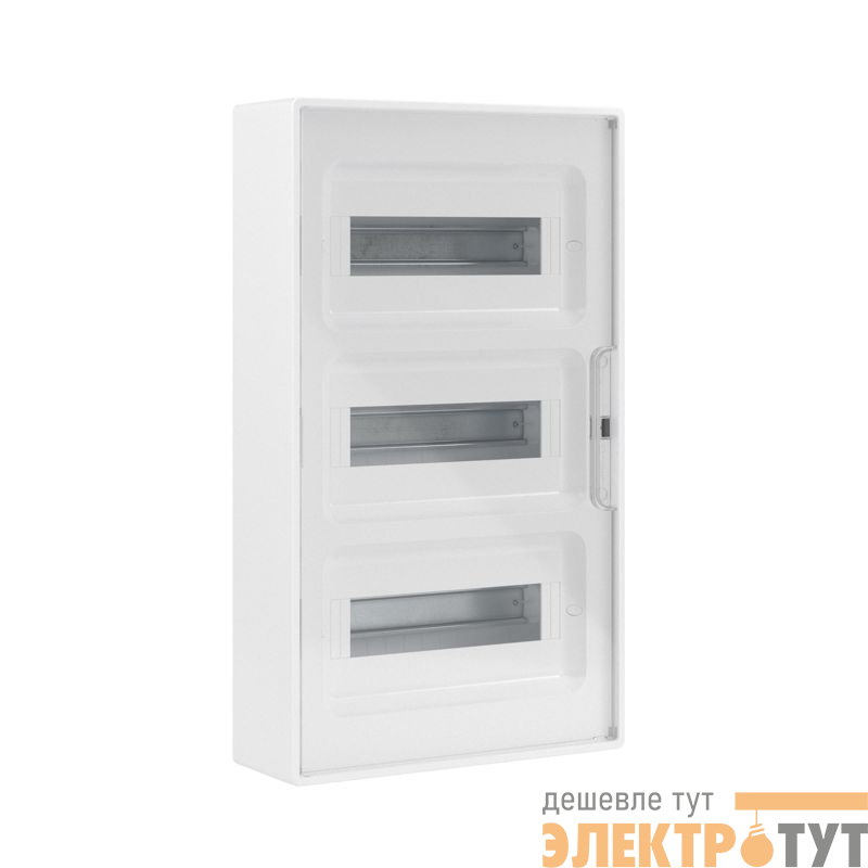 Щиток настенный Фрейм (FRAME) 36мод. с прозр. дверцей с 4 шинами PEN (2шт на 8 отверст. и 2шт на 10 отверст.) бел. DKC F36W1WT
