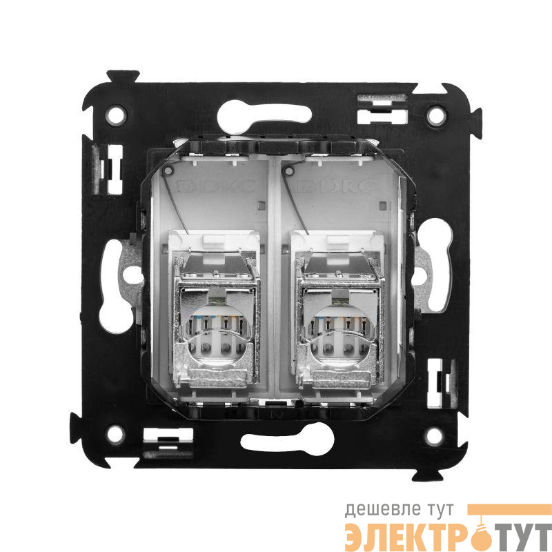 Розетка 2-м RJ-45 СП кат.5e экранированная Avanti "Закаленная сталь" DKC 4404364