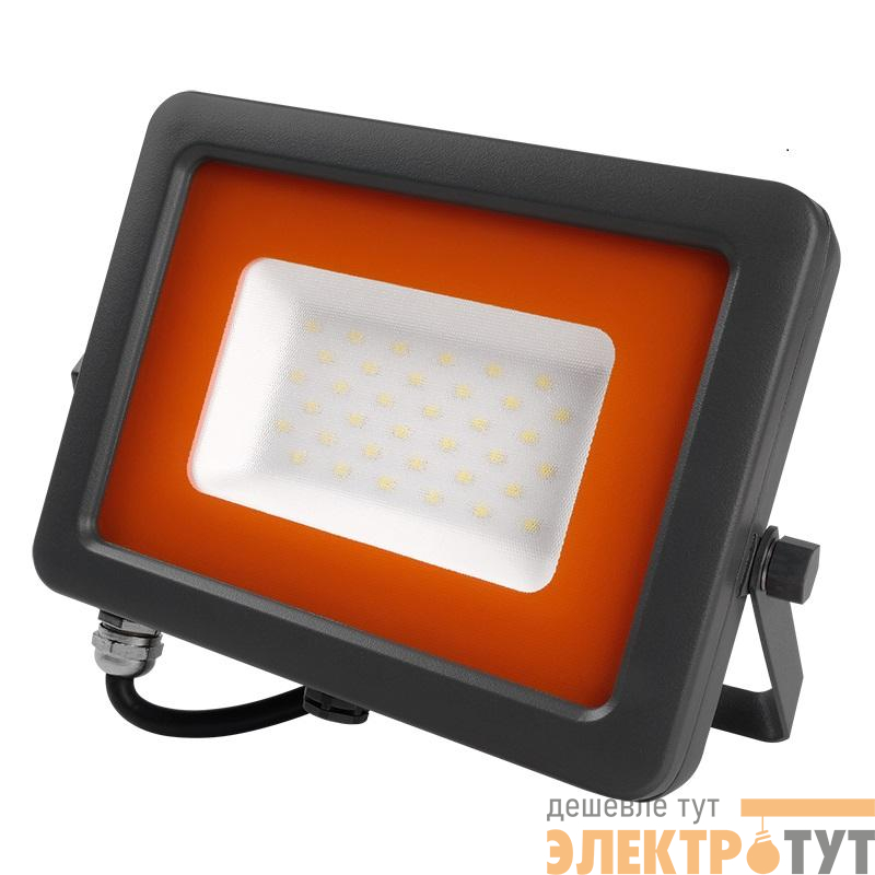 Прожектор светодиодный PFL-S2 30Вт 6500К IP65 220–240В ДО с клапаном закален. матов. стекло сер. JazzWay 2853295D