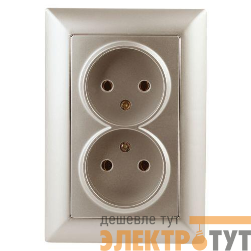 Розетка 1-м СП Solo 4-204-04 2х2P 16А 250В IP20 без заземл. шампань Intro Б0053669