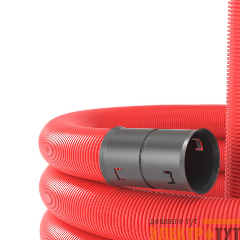 Труба гофрированная двустенная ПНД гибкая d160мм с протяжкой для кабельной канализации SN6 500Н красн. (уп.50м) DKC 121916