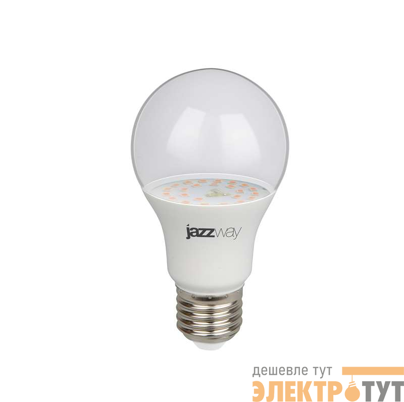 Лампа светодиодная PPG A60 Agro 9Вт A60 грушевидная прозрачная E27 IP20 для растений красн./син. спектр clear JazzWay 5008946