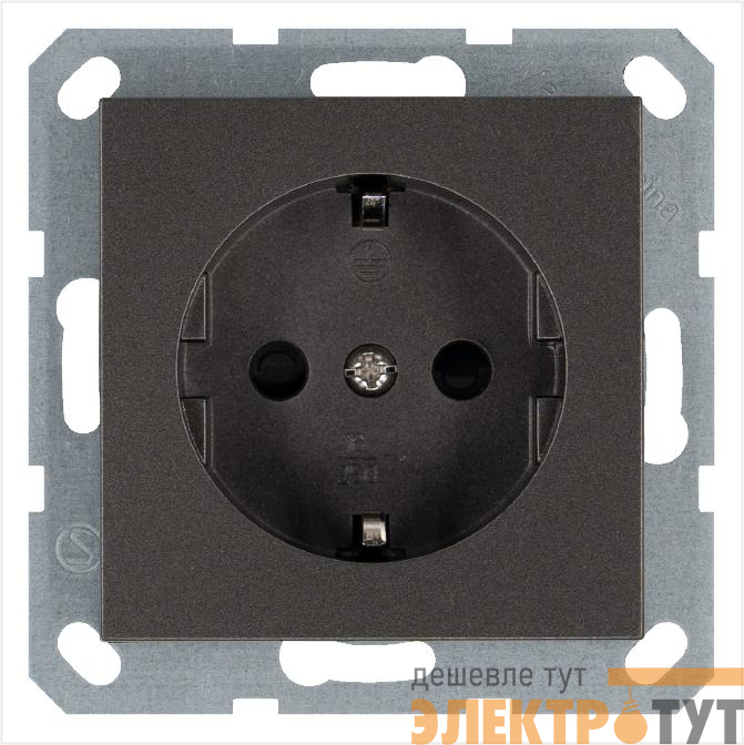 Розетка 1-м Shuko 16А IP20 с заземл. защ. шторки механизм мокко Jasmart G5501Z