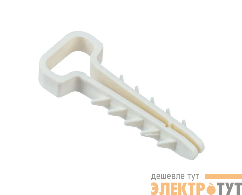 Дюбель-хомут PCD-F 05х10-45-100WH для плоского кабеля PA6.6 бел. (уп.100шт) JazzWay 5054929