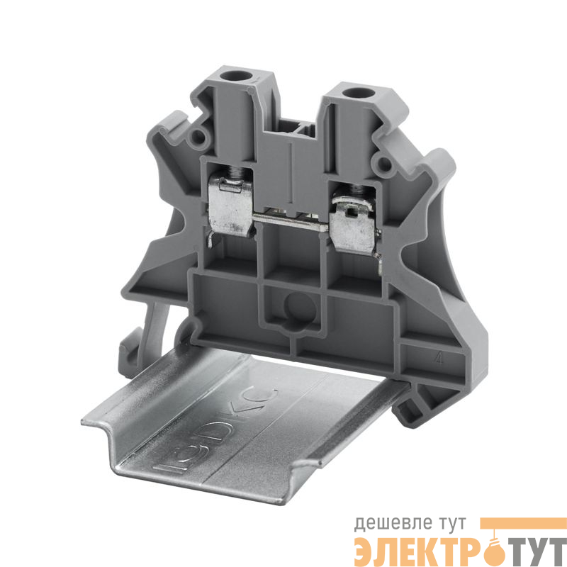 Клемма проходная винтовой зажим; 2 точки подключения; 2.5кв.мм сер. DKC TUR-2.5R