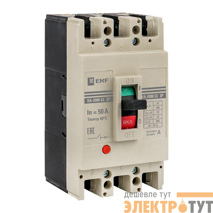 Выключатель автоматический 3п 63/50А 25кА ВА-99М PROxima EKF mccb99-63-50m
