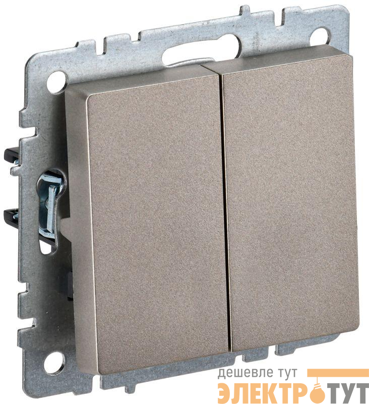 Выключатель 2-кл. СП BRITE ВС10-2-0-БрШ 10А механизм шампань IEK BR-V20-0-10-K37