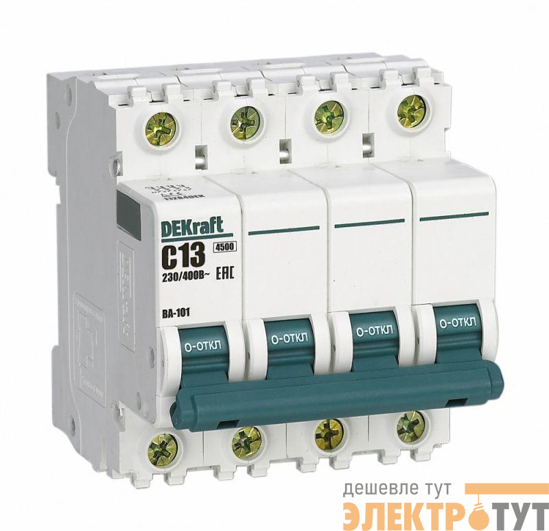 Выключатель автоматический модульный 4п C 13А 4.5кА ВА-101 DEKraft 11284DEK