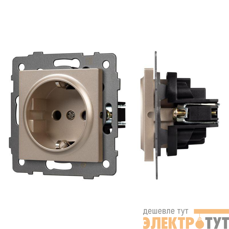 Розетка 1-м СП SCT-MEU1-PL-GD-V 16А IP20 250В механизм Arlight 049817