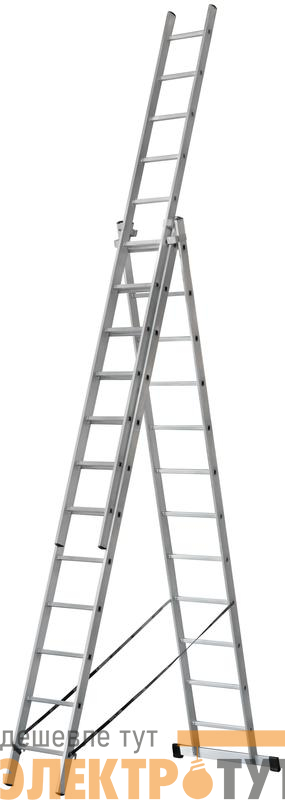 Лестница трехсекционная 3х12 H=343/594/841см 17.83кг усиленная алюм. FIT 65438